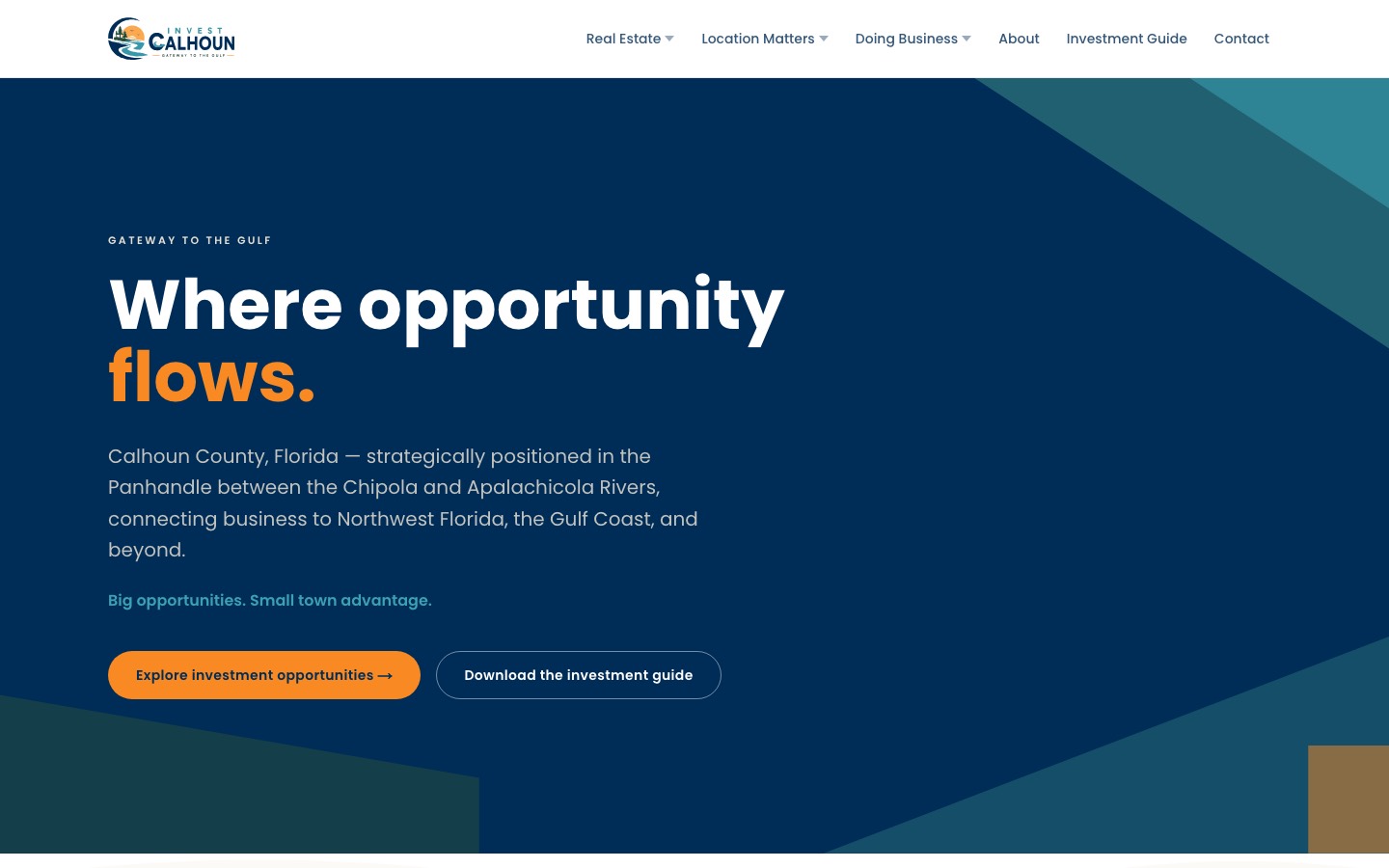 The Invest Calhoun website home page